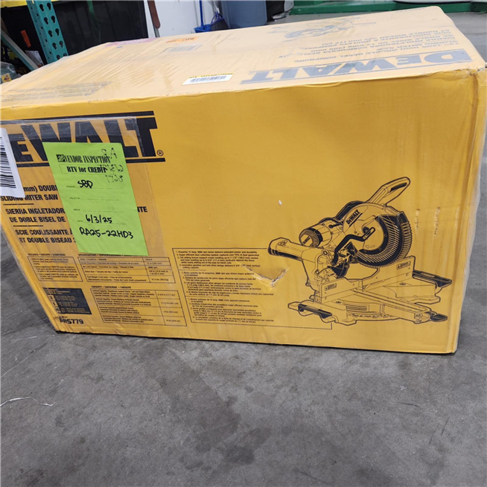 NEW- DeWalt 15 Amps 12 in. Corded Dual-Bevel Sliding Compound Miter Saw