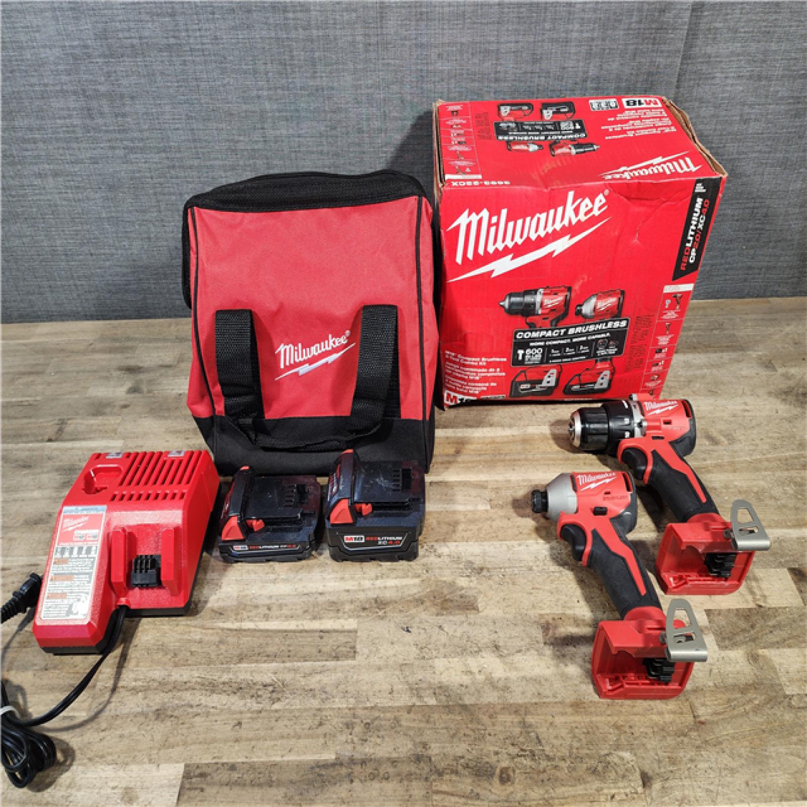 HOUSTON LOCATION - AS-IS Milwaukee 18-Volt Lithium-Ion Brushless Cordless Compact Hammer Drill/Impact Combo Kit