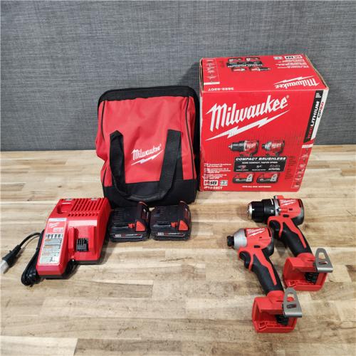 HOUSTON LOCATION - AS-IS Milwaukee 18V Lithium-Ion Brushless Cordless Compact Drill/Impact Combo Kit