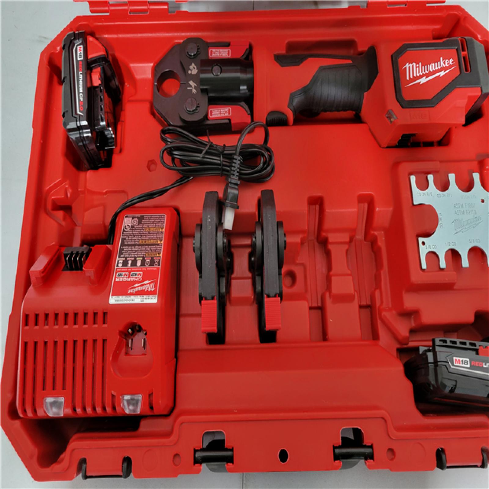CALIFORNIA NEW MILWAUKEE M18 SHORT THROW PRESS TOOL KIT WITH PEX CRIMP JAWS