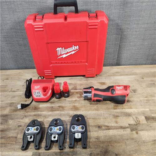 HOUSTON LOCATION - AS-IS MILWAUKEE 12-Volt Lithium-Ion Force Logic Cordless Press Tool Kit (3 Jaws Included) with Two 1.5 Ah Battery and Hard Case