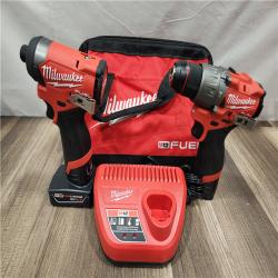 AS-IS- Milwaukee 12V Brushless Hammer Drill and Impact Driver Combo Kit