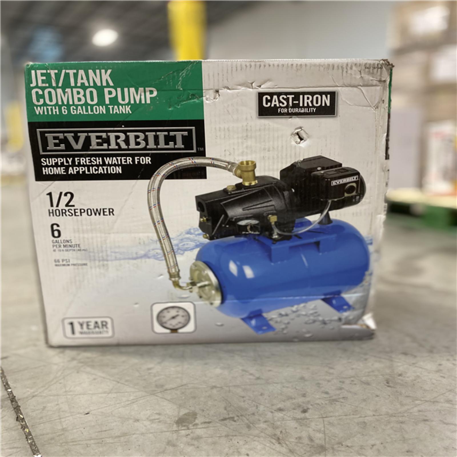 DALLAS LOCATION - Everbilt 1/2 HP Shallow Well Jet Pump with 6 gal. Tank