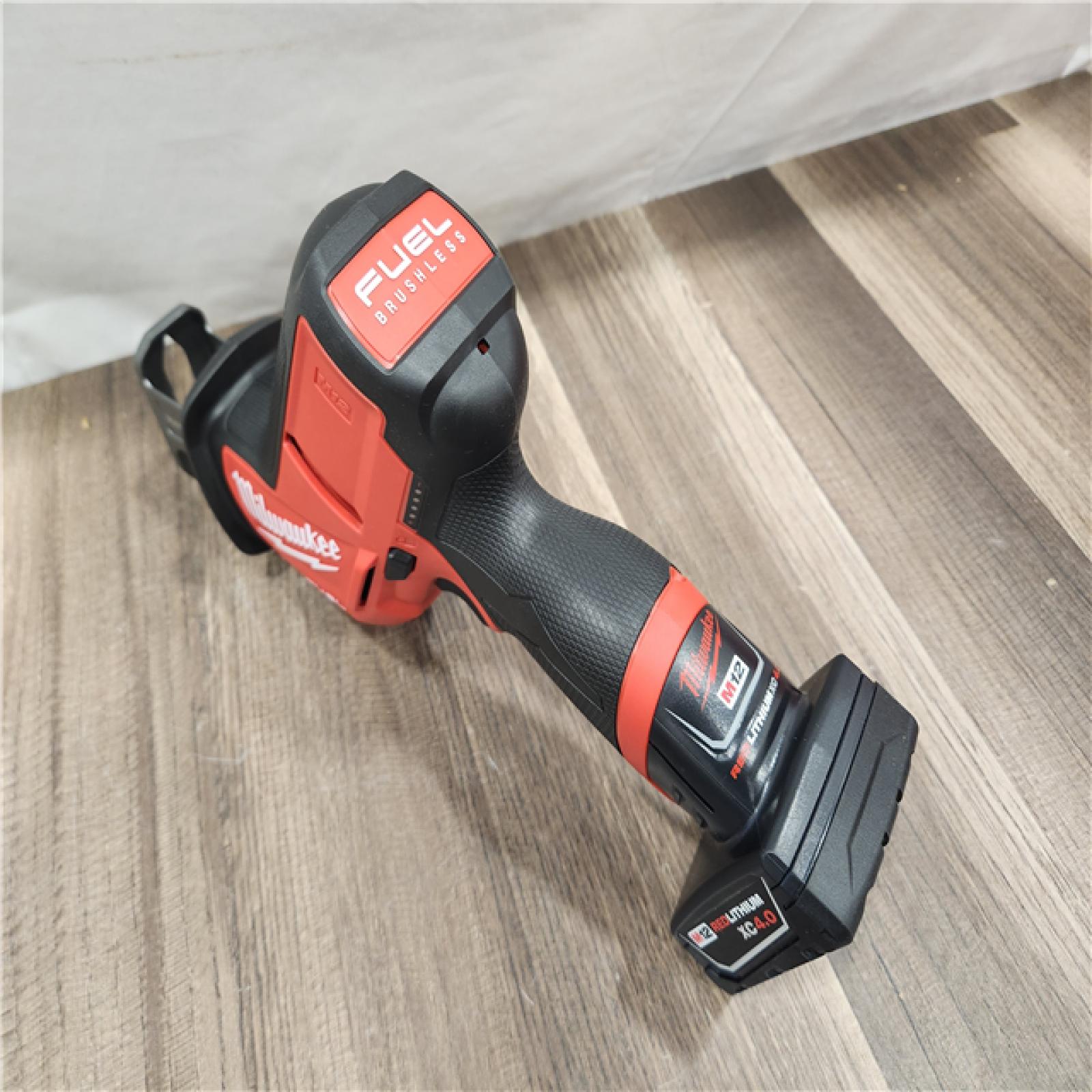 AS-IS- Milwaukee M12 FUEL 12-Volt Lithium-Ion Brushless Cordless HACKZALL Reciprocating Saw Kit W/ Free M12 4.0Ah Compact Battery
