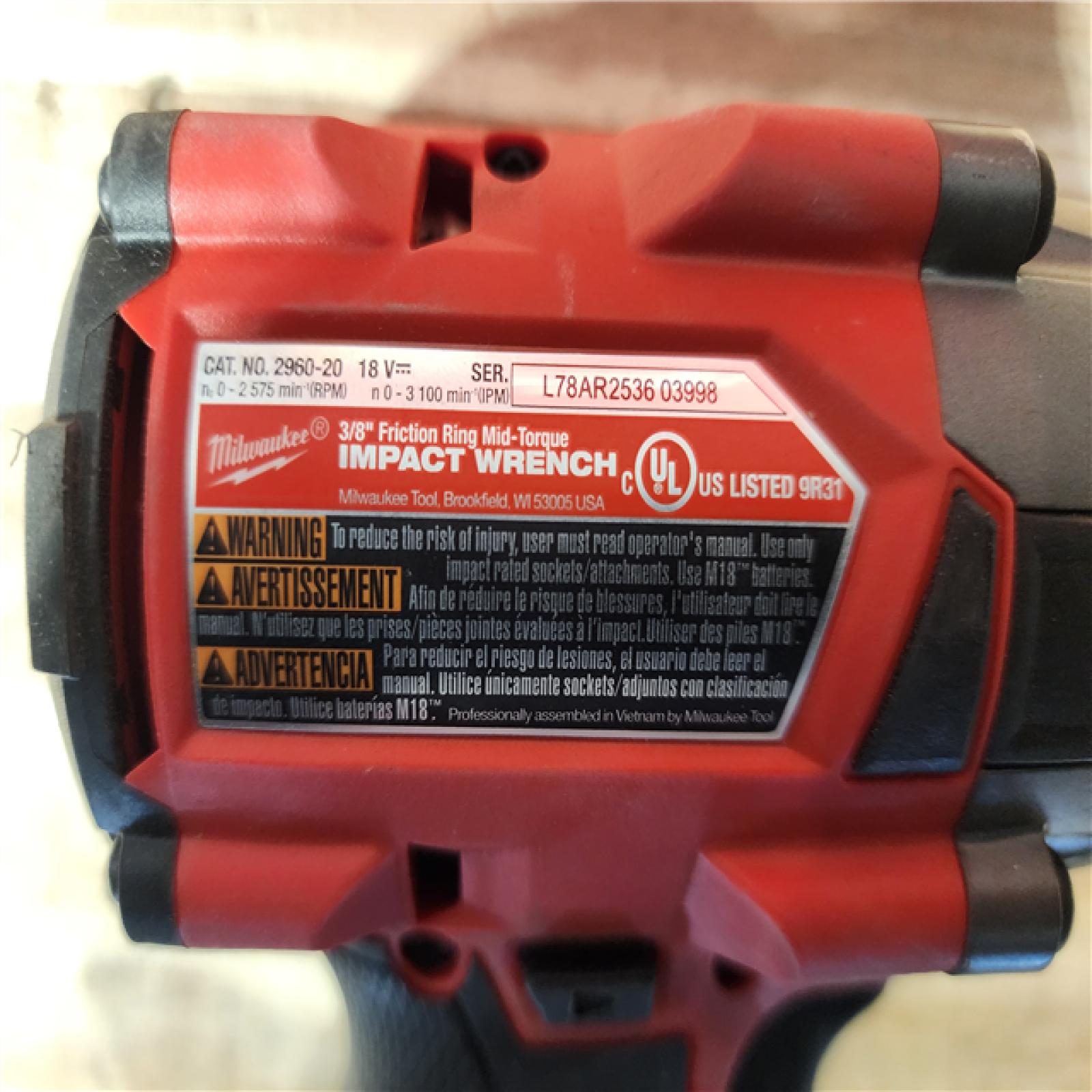 HOUSTON LOCATION - AS-IS Milwaukee FUEL GEN-2 18V Lithium-Ion Mid Torque Brushless Cordless 3/8 in. Impact Wrench with Friction Ring (Tool-Only)