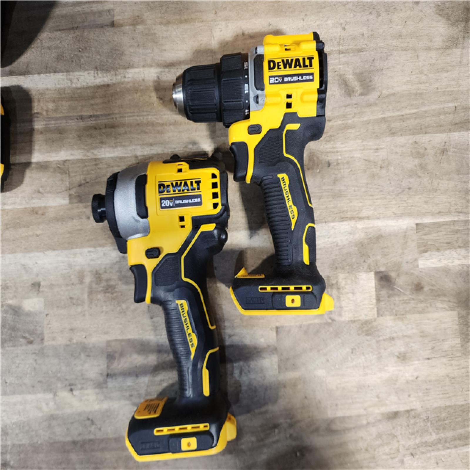 HOUSTON LOCATION - AS-IS Dewalt DCK225D2 20V MAX ATOMIC Brushless Compact Lithium-Ion 1/2 in. Cordless Drill Driver and 1/4 in. Impact Driver Combo Kit with 2 Batteries 2 Ah