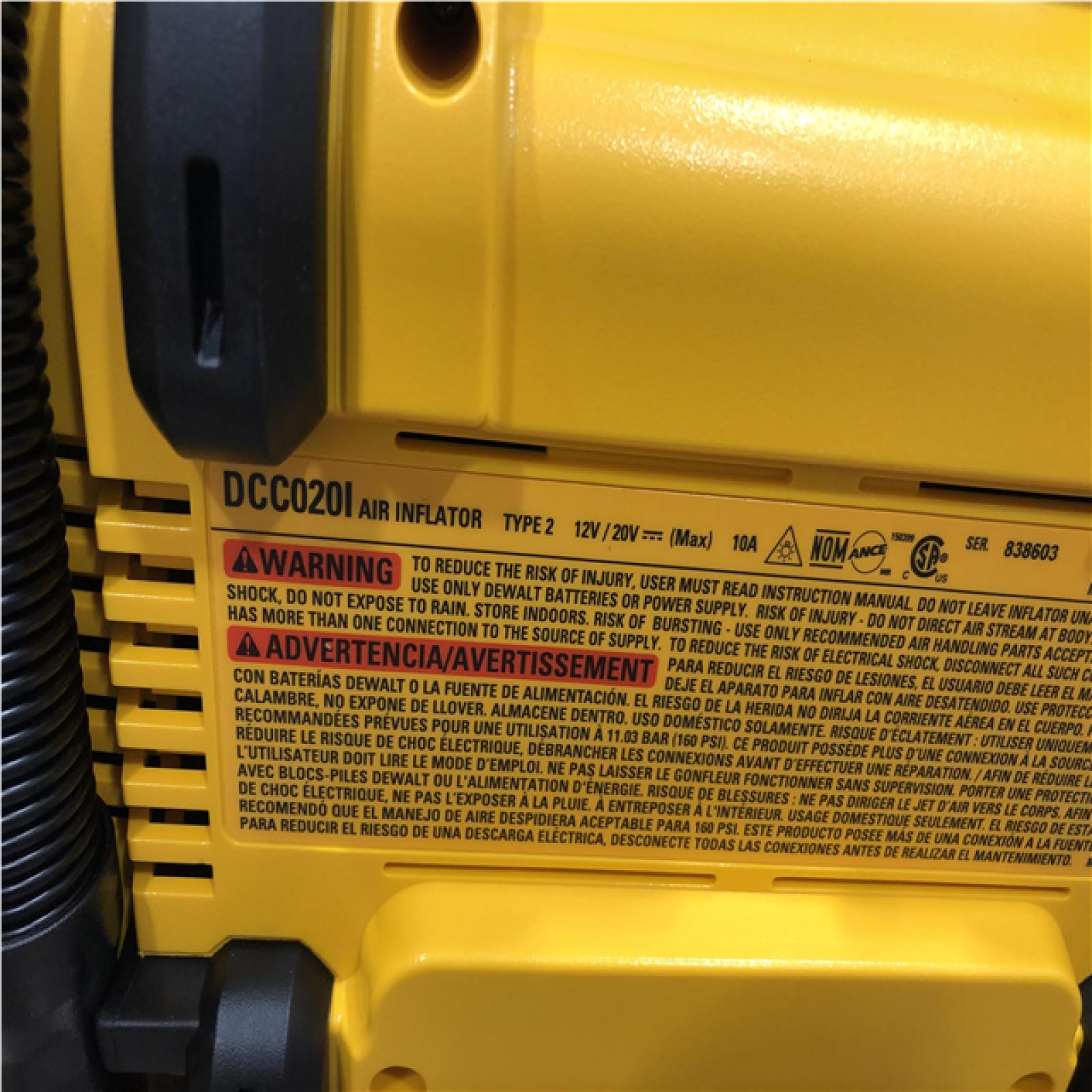 AS-IS DEWALT 20V MAX Cordless Electric Portable Inflator (Tool Only)