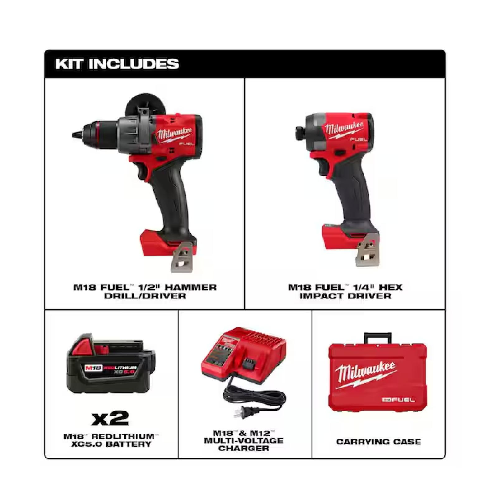 NEW! - Milwaukee M18 FUEL 18V Lithium-Ion Brushless Cordless Hammer Drill and Impact Driver Combo