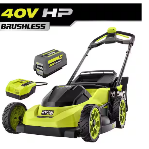 DALLAS LOCATION -NEW! RYOBI 40V HP Brushless 20 in. Cordless Battery Walk Behind Push Lawn Mower with 6.0 Ah Battery and Charger
