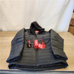 AS-IS- Men's Small M12 12V Lithium-Ion Cordless AXIS Black Heated Jacket Kit with (1) 3.0 Ah Battery and Charger