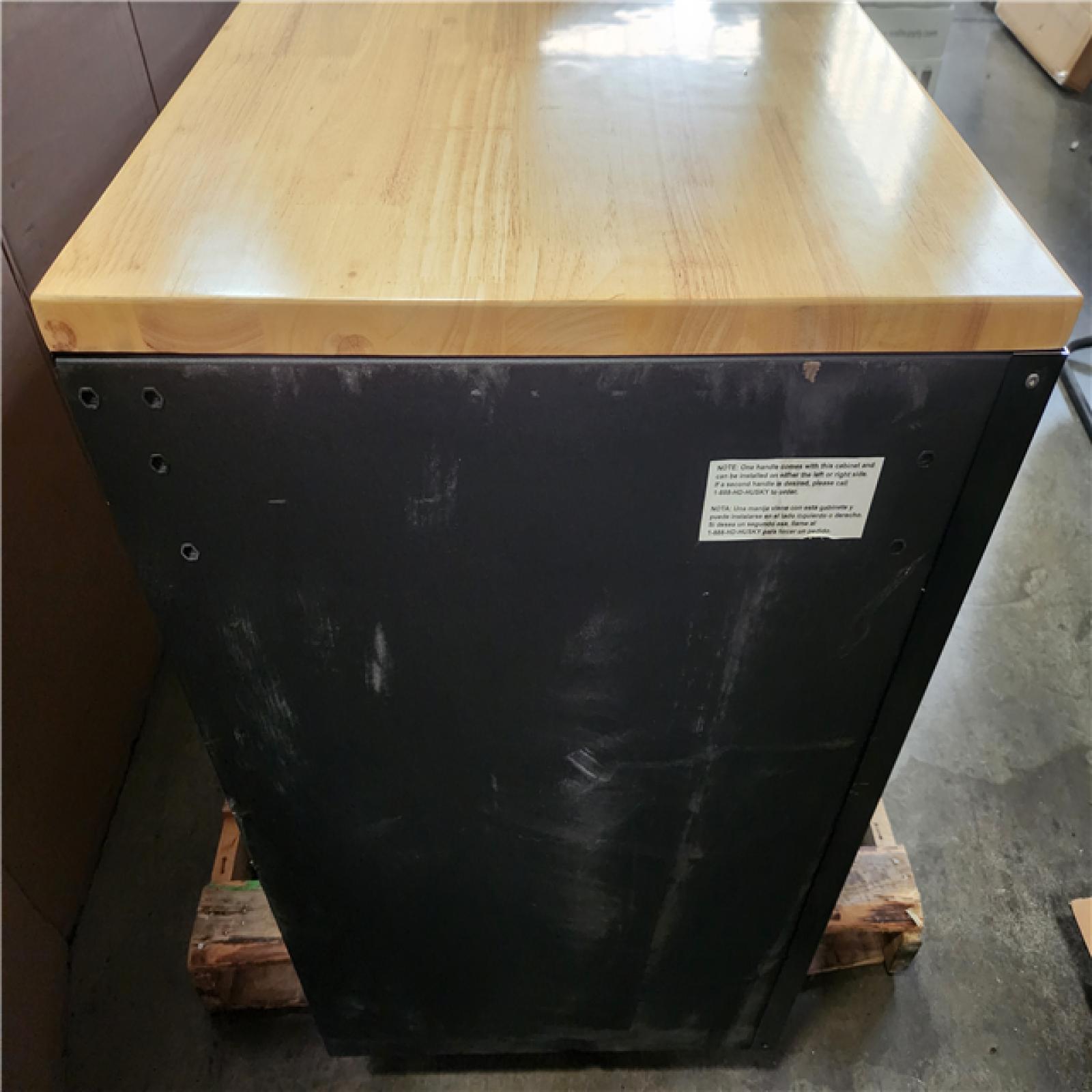 Phoenix LIKE NEW Husky Heavy Duty 61 in. W x 22 in. D 15-Drawer Matte Black Mobile Workbench Cabinet with Solid Wood Top