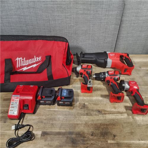 HOUSTON LOCATION - AS-IS (APPEARS LIKE NEW) MILWAUKEE M18 18V Lithium-Ion Cordless Combo Tool Kit with Two 3.0Ah Batteries, 1-Charger, 1-Tool Bag (4-Tool)