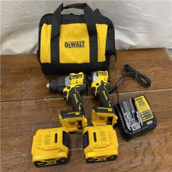 AS-IS DEWALT 20V MAX XR Hammer Drill and ATOMIC Impact Driver 2 Tool Cordless Combo Kit with (2) 4.0Ah Batteries, Charger, and Bag