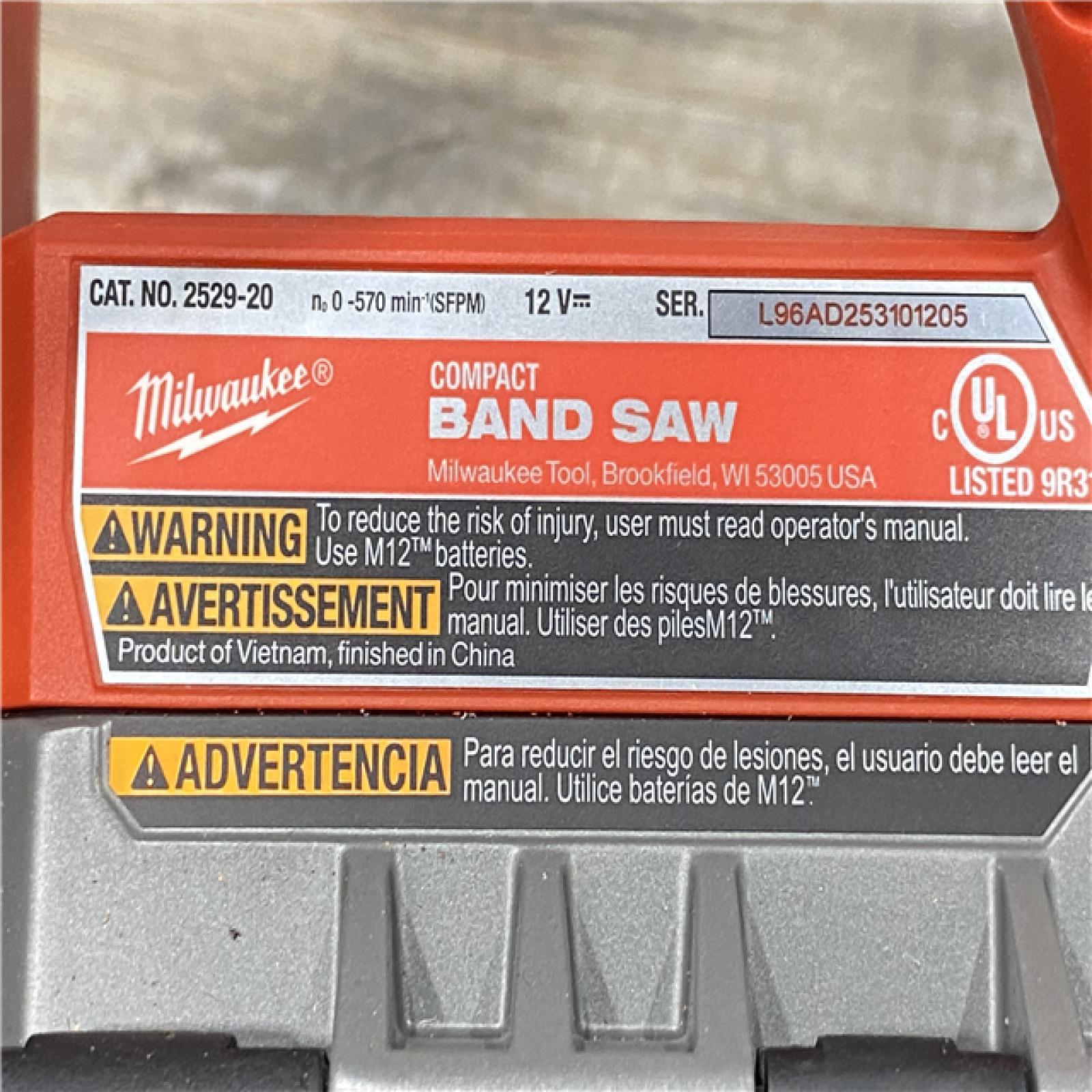 AS-IS Milwaukee FUEL 12V Lithium-Ion Cordless Compact Band Saw (Tool-Only)
