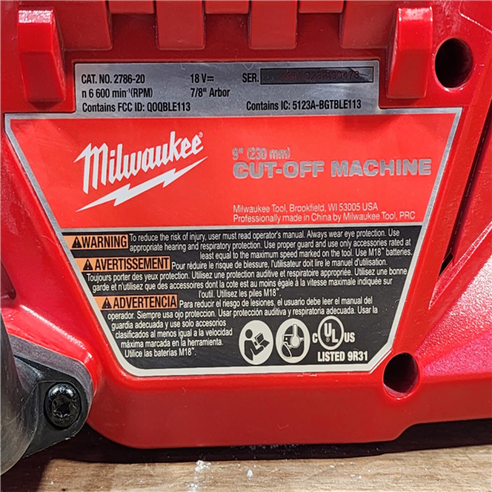 HOUSTON LOCATION - AS-IS Milwaukee FUEL ONE-KEY 18V Lithium-Ion Brushless Cordless 9 in. Cut Off Saw (Tool-Only)