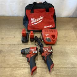 AS-IS Milwaukee FUEL 12-Volt Lithium-Ion Brushless Cordless Hammer Drill and Impact Driver Combo Kit