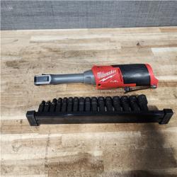 Houston Location AS-IS Milwaukee FUEL 12V Lithium-Ion Brushless Cordless 1/4 in - 3/8 in Extended Ratchet (Tool-Only)