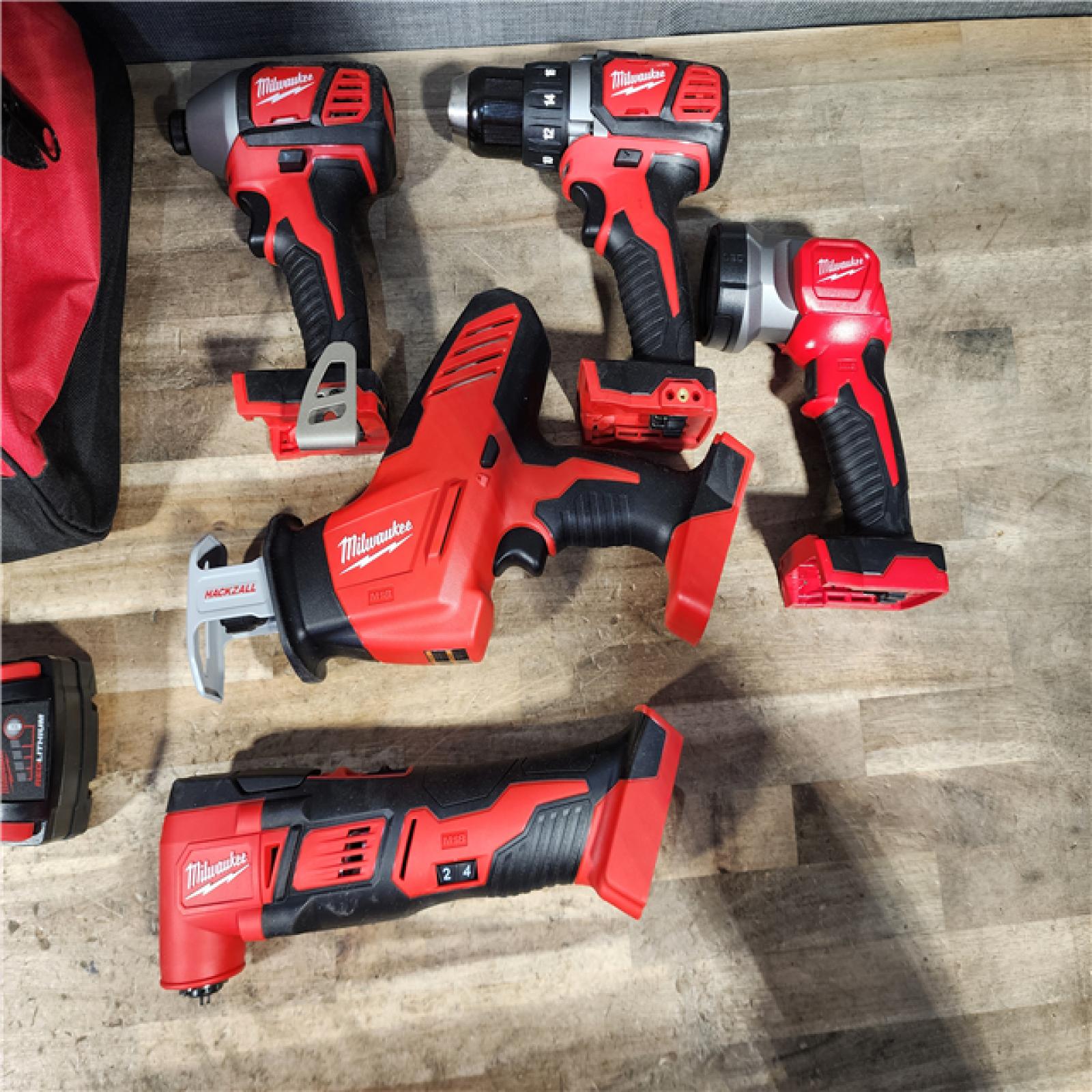 HOUSTON LOCATION - AS-IS M18 18V Lithium-Ion Cordless Combo Kit (5-Tool) with (2) Batteries, Charger and Tool Bag