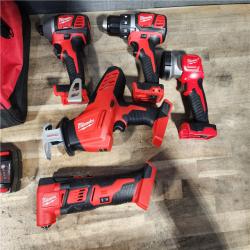 HOUSTON LOCATION - AS-IS M18 18V Lithium-Ion Cordless Combo Kit (5-Tool) with (2) Batteries, Charger and Tool Bag