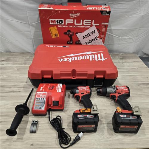 AS-IS MILWAUKEE FUEL 18V Lithium-Ion Brushless Cordless Hammer Drill and Impact Driver Combo Kit (2-Tool) with 2 Batteries