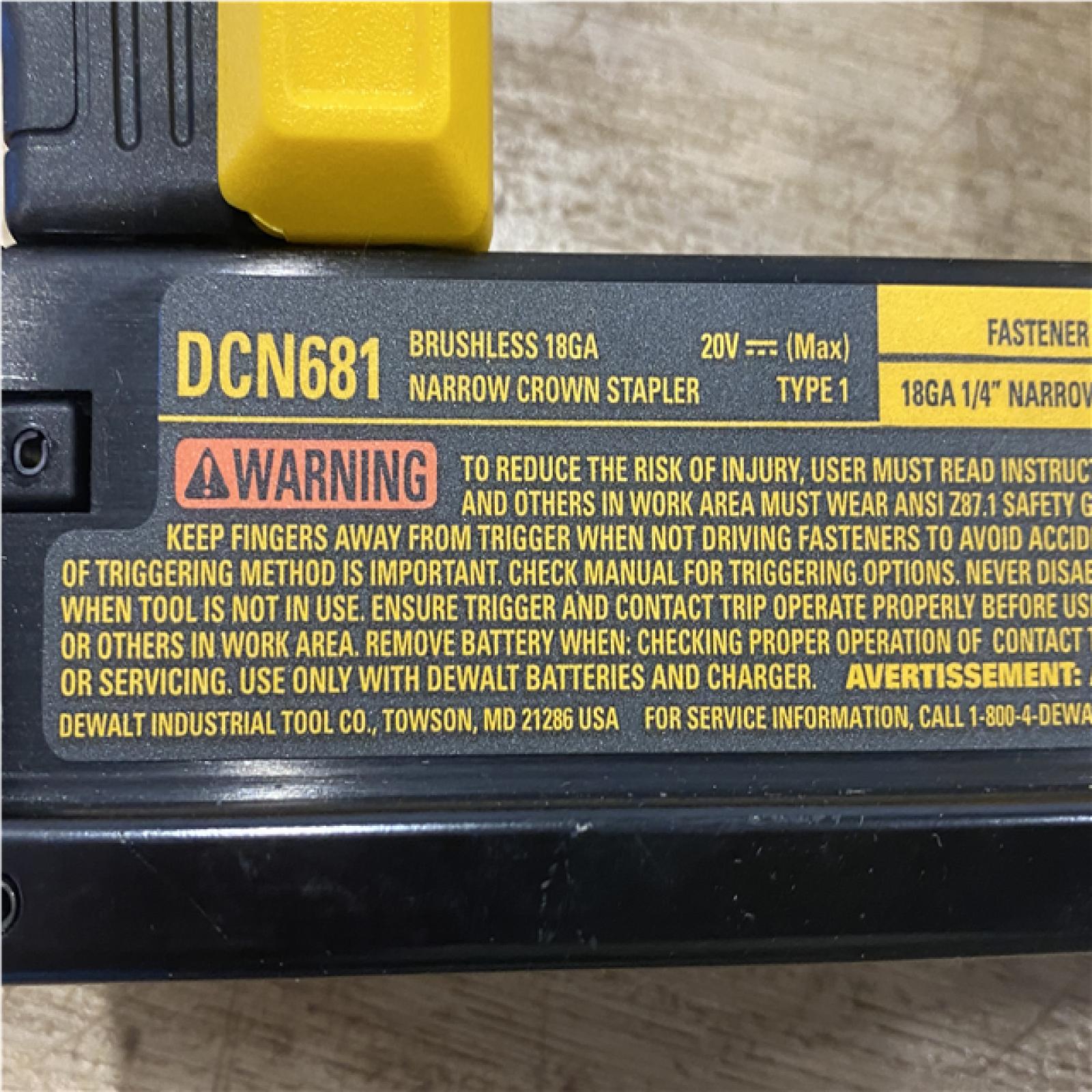 AS-IS DEWALT Cordless 18-Gauge Narrow Crown Stapler (Tool Only)