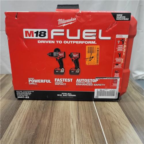 AS-IS Milwaukee M18 FUEL 18V Lithium-Ion Brushless Cordless Hammer Drill and Impact Driver Combo Kit (2-Tool) with 2 Batteries