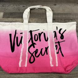 NEW - Victoria’s Secret Ombré Canvas Tote Bag Travel Pink Bag