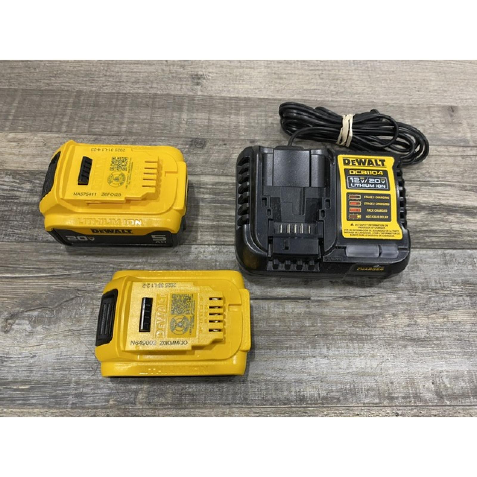 AS-IS DEWALT 20V MAX Lithium-Ion Battery Kit with 5.0Ah and 2.0Ah Battery and Charger