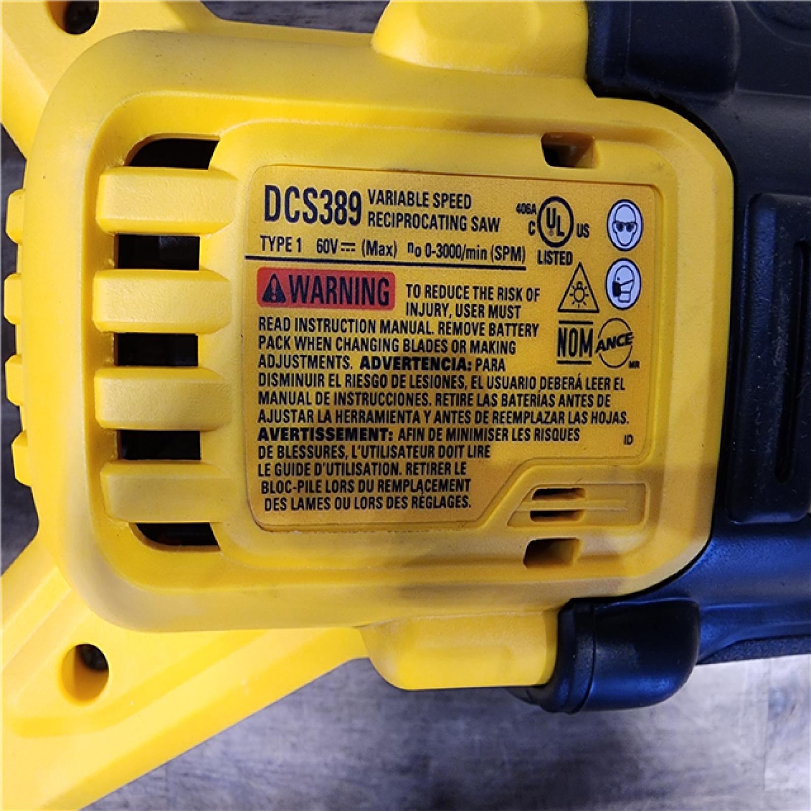 HOUSTON LOCATION - AS-IS (APPEARS LIKE NEW) DeWalt DCS389B FLEXVOLT 60V MAX Cordless Brushless Reciprocating Saw (Tool-Only)