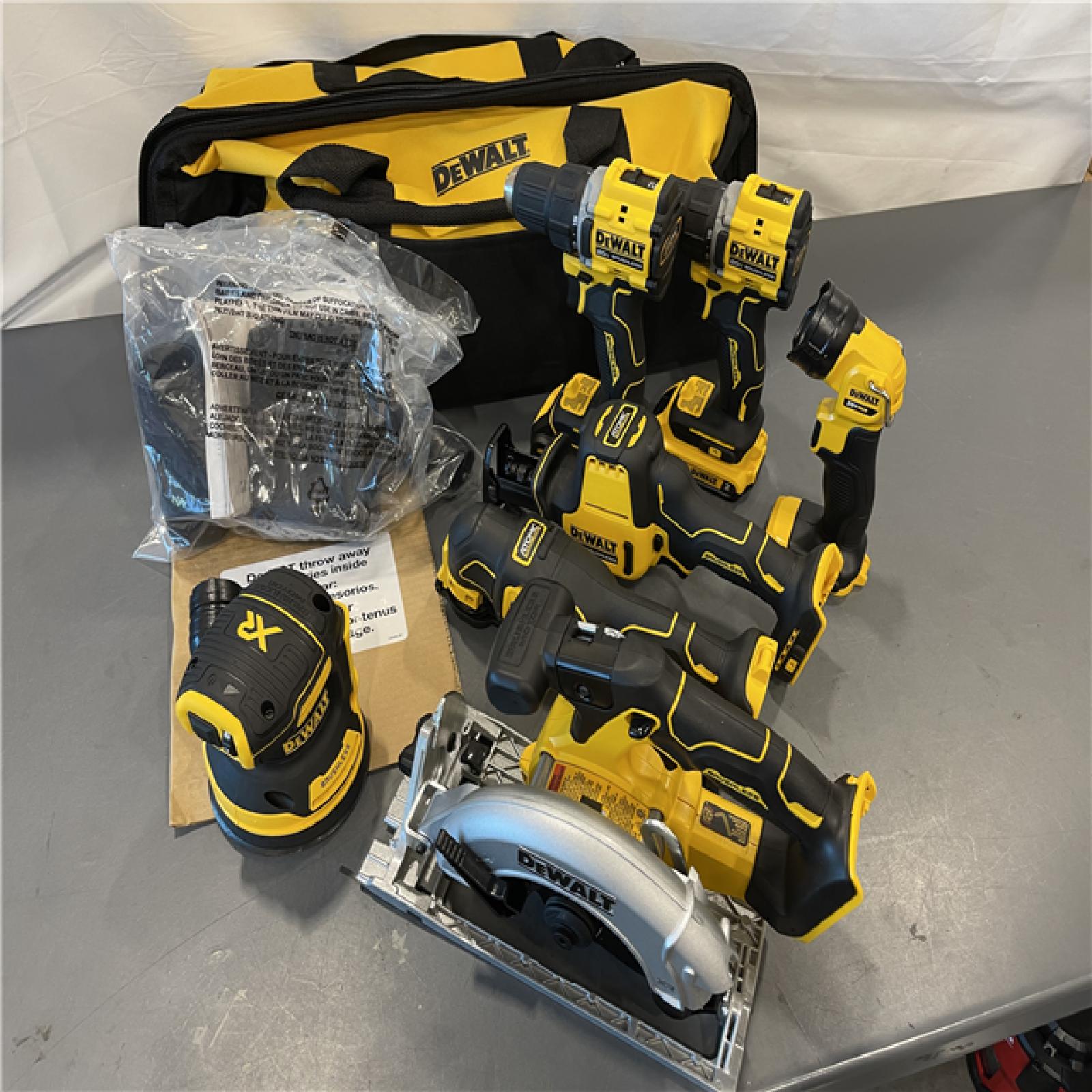 AS-IS - DEWALT 20-Volt MAX Lithium-Ion Cordless 7-Tool Combo Kit with 2.0 Ah Battery, 5.0 Ah Battery and Charger