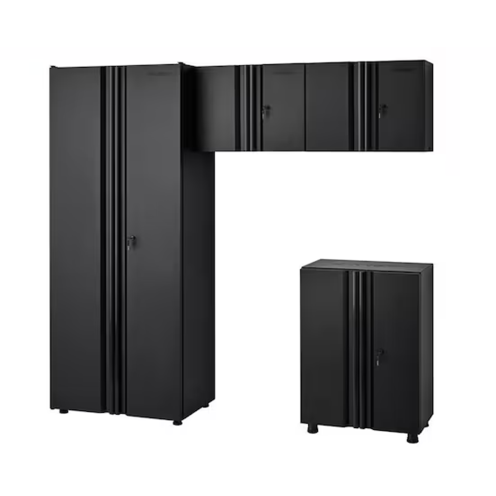 DALLAS LOCATION- Husky 4-Piece Regular Duty Welded Steel Garage Storage System in Black PALLET (2 UNITS)