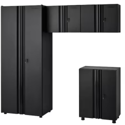 DALLAS LOCATION- Husky 4-Piece Regular Duty Welded Steel Garage Storage System in Black PALLET (2 UNITS)