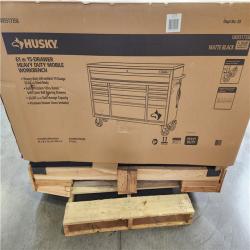 Phoenix NEW Husky 61 in. W x 23 in. D Heavy Duty 15-Drawer Mobile Workbench Tool Chest with Solid Wood Top in Matte Black