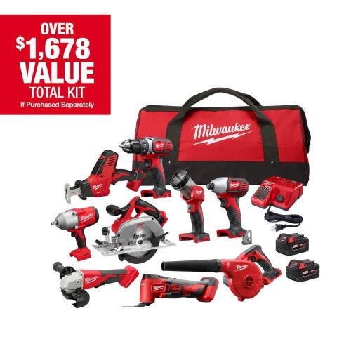 NEW- M18 18-Volt Lithium-Ion Cordless Combo Kit (9-Tool) with (2) Batteries, Charger, and Tool Bag
