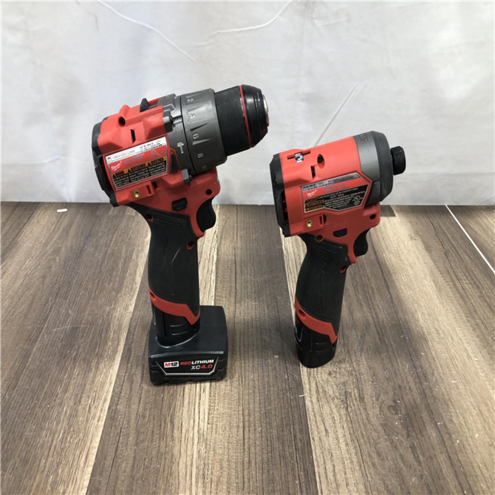 AS-IS Milwaukee FUEL 12-Volt Lithium-Ion Brushless Cordless Hammer Drill and Impact Driver Combo Kit