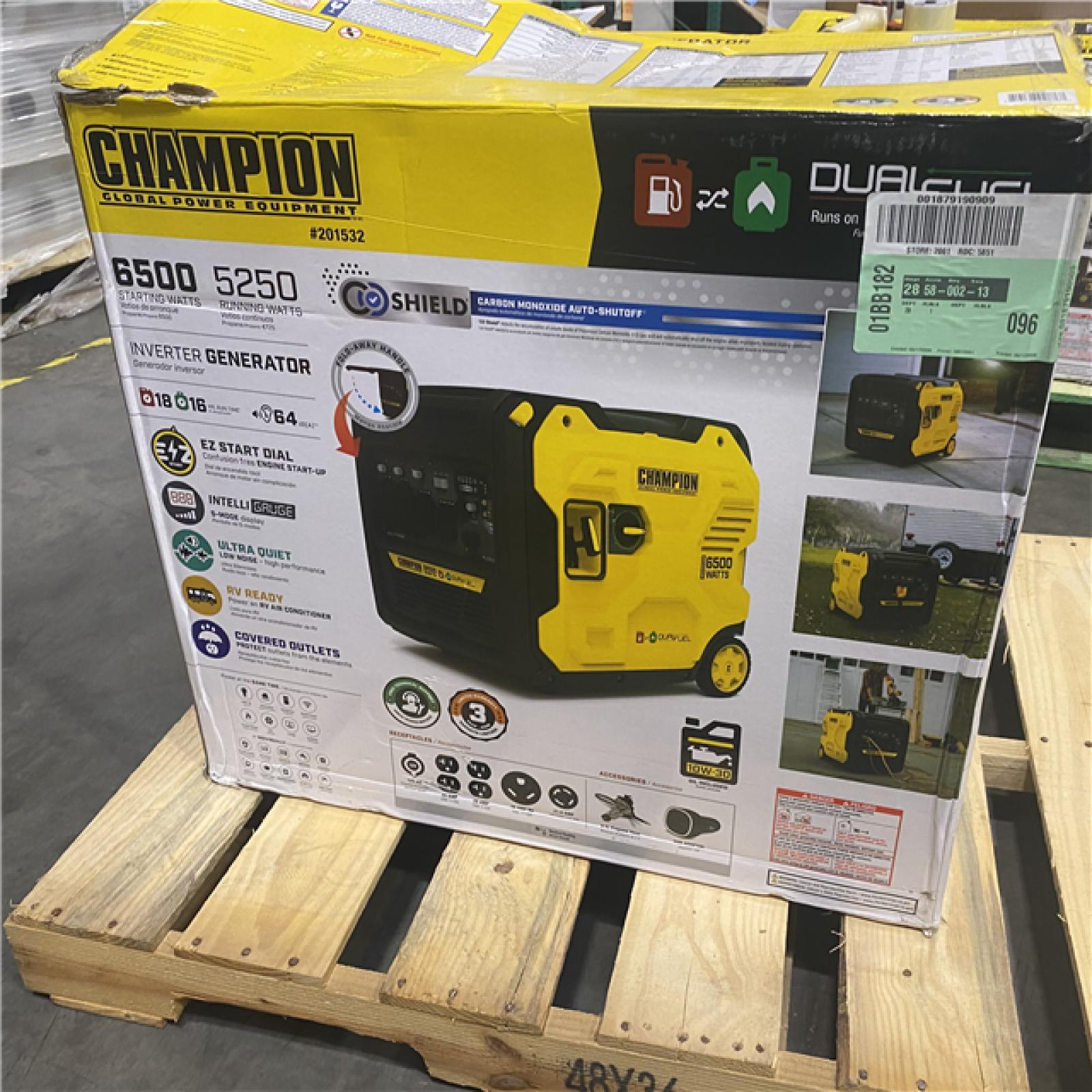 Dallas Location - As-Is Champion Power Equipment 6500-Watt Gasoline  Powered Dual Fuel Inverter Portable Generator