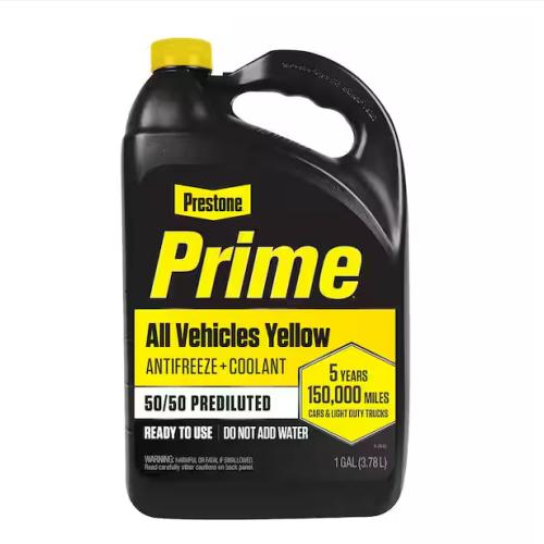 DALLAS LOCATION - PRESTONE Prime Yellow Antifreeze+Coolant- All Vehicles  Extended Life- 1 Gal-Ready To Use PALLET-(162 UNITS)