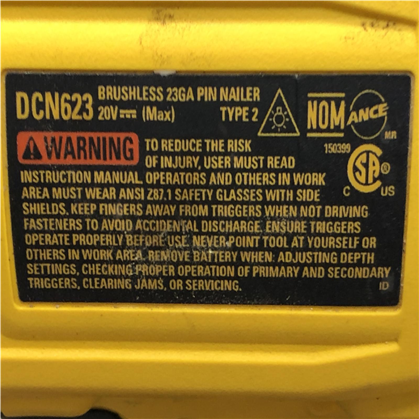 AS-IS DEWALT ATOMIC 20V MAX Lithium Ion Cordless 23 Gauge Pin Nailer (Tool Only)