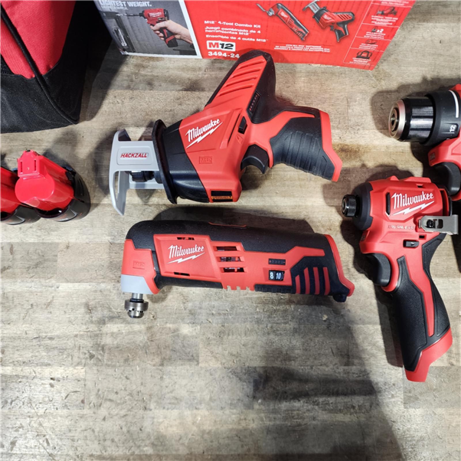 HOUSTON LOCATION - AS-IS MILWAUKEE M12 4 TOOL COMBO KIT