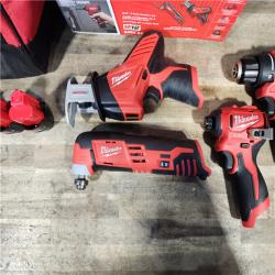 HOUSTON LOCATION - AS-IS MILWAUKEE M12 4 TOOL COMBO KIT