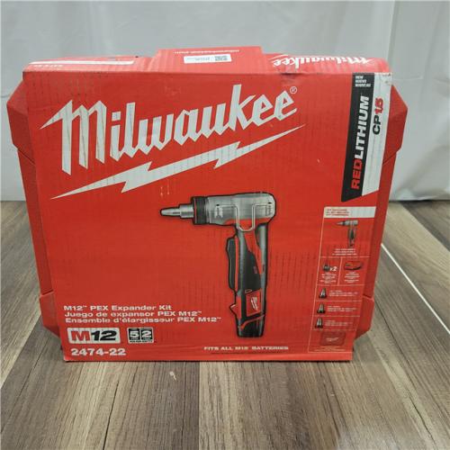 AS-IS Milwaukee  M12 12-Volt Lithium-Ion Cordless PEX Expansion Tool Kit with (2) 1.5 Ah Batteries, (3) Expansion Heads and Hard Case