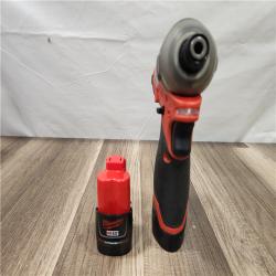AS-IS- Milwaukee M12 FUEL SURGE 12V Lithium-Ion Brushless Cordless 1/4 in. Hex Impact Driver Compact Kit W/Two 2.0Ah Batteries  Bag
