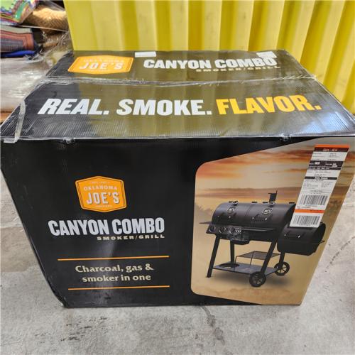 Phoenix Location NEW OKLAHOMA JOE'S 3-Burner Canyon Combo Charcoal and Gas Smoker and Grill in Black (Sealed)