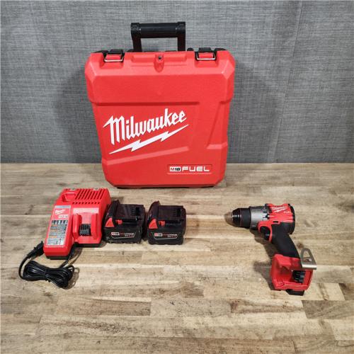 HOUSTON LOCATION - AS-IS Milwaukee M18 Fuel 18-Volt Lithium-Ion Brushless Cordless 1/2 in. Hammer Drill Driver Kit with Two 5.0 Ah Batteries  Charger  and Hard Case