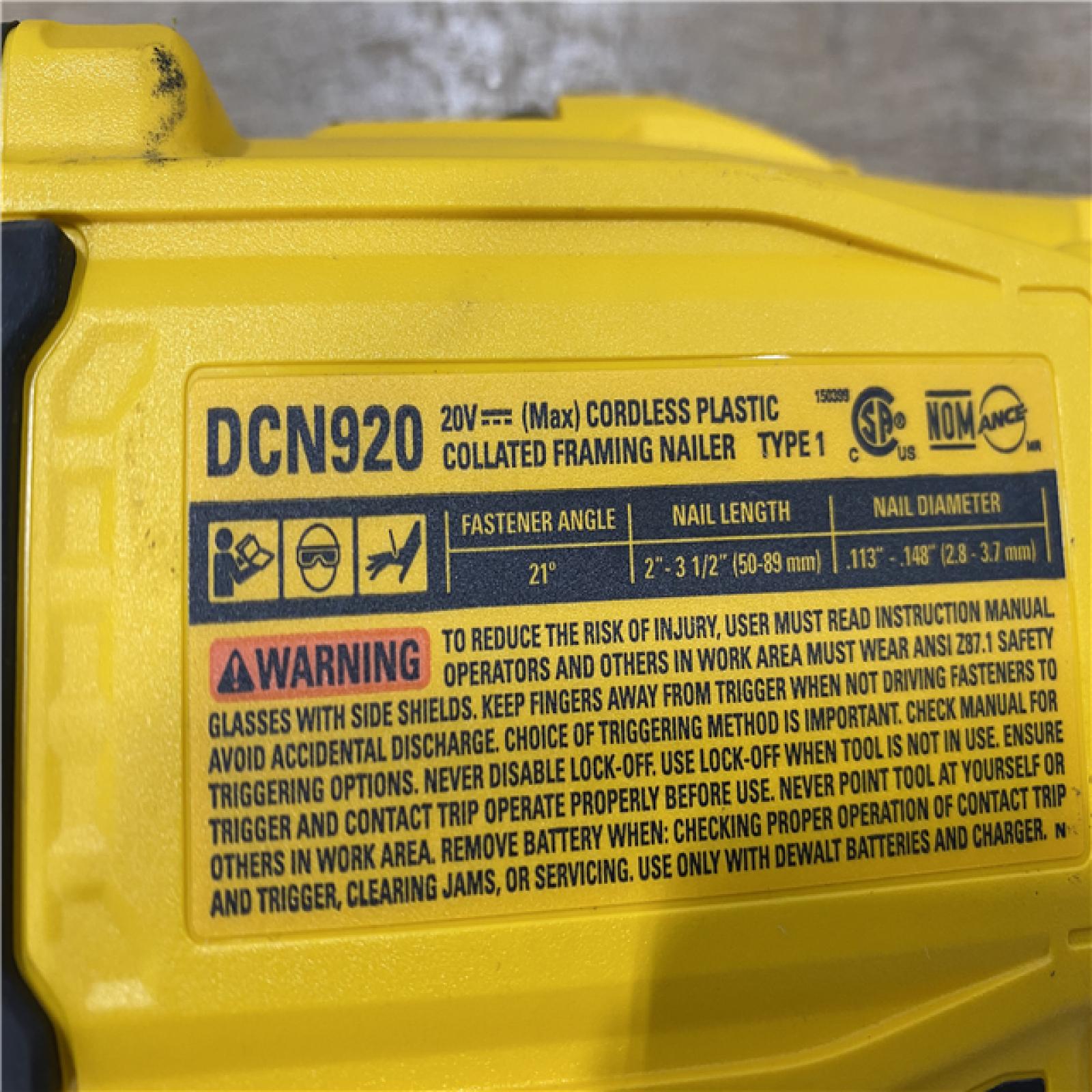 AS-IS DEWALT 20-Volt 21° Cordless Framing Nailer (Tool-Only)