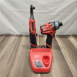 AS-IS- - M12 12V Lithium-Ion Cordless Screwdriver  3/8 in. High Speed Ratchet  Light Combo Kit (2-Tool) W/ 2 Batteries & Charger