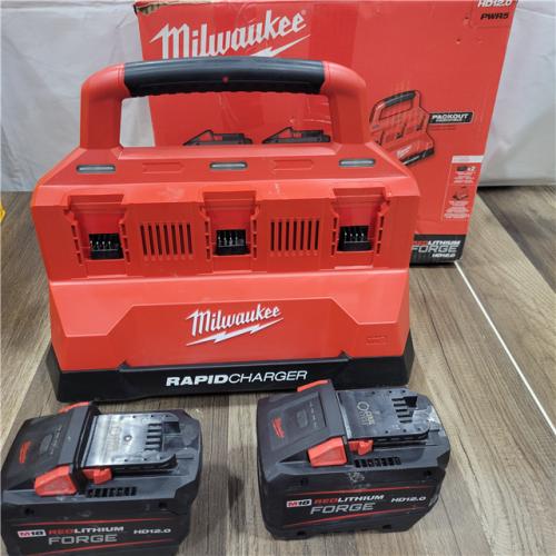 AS-IS Milwaukee M18 18V Lithium-Ion REDLITHIUM FORGE Starter Kit with Two 12.0 Ah Battery Pack and PACKOUT 6-Port Rapid Charger