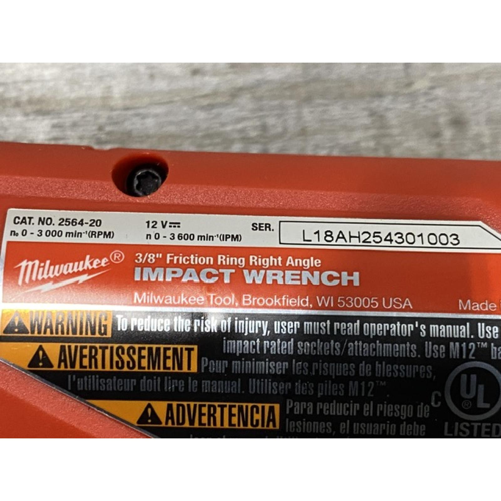 AS-IS Milwaukee FUEL 12V Lithium-Ion Brushless Cordless 3/8 in. Right Angle Impact Wrench (Tool-Only)