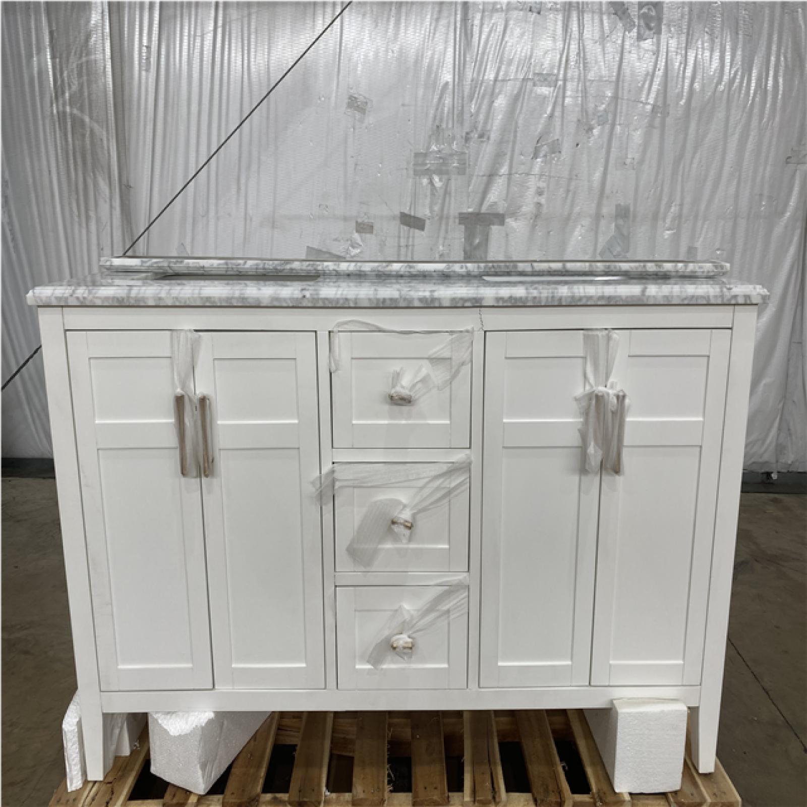 Houston Location - AS-IS home improvement pallet STURGESS 61 IN. W X 22 IN. VANITY MARBLE TOP