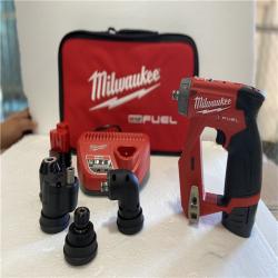 AS-IS - Milwaukee M12 FUEL 12V Lithium-Ion Brushless Cordless 4-in-1 Installation 3/8 in. Drill Driver Kit
